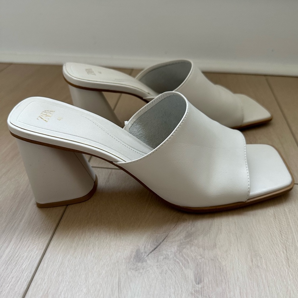 Zara White Block Heel Size 40